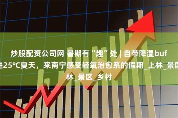 炒股配资公司网 暑期有“趣”处 | 自带降温buff！躲进25℃夏天，来南宁感受轻氧治愈系的假期_上林_景区_乡村
